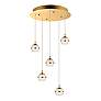 3_Swank 15" Wide Brass Metal 5-Light LED Pendant more views