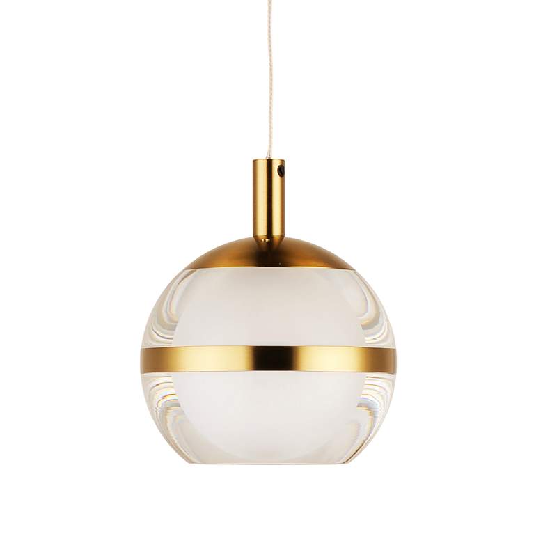 Image 4 Swank 15" Wide Brass Metal 5-Light LED Pendant more views