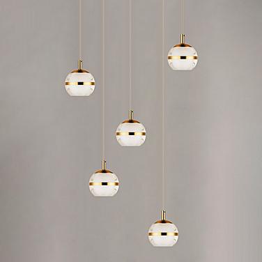 Swank 15" Wide Brass Metal 5-Light LED Pendant