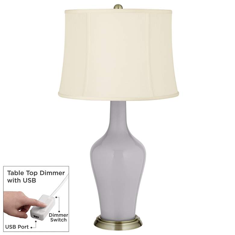 Image 1 Swanky Gray Anya Table Lamp with Dimmer