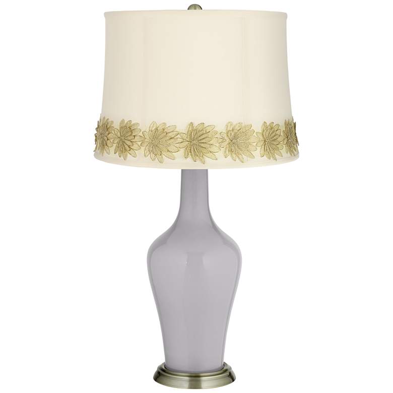 Image 1 Swanky Gray Anya Table Lamp with Flower Applique Trim