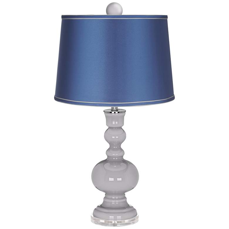 Image 1 Swanky Gray Apothecary Lamp-Finial and Satin Blue Shade