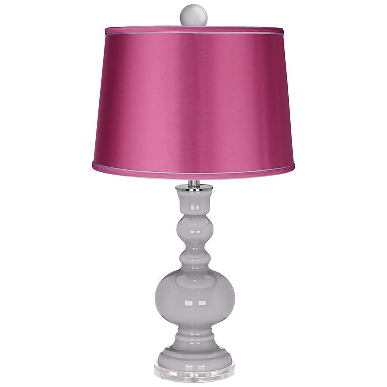 Image 1 Swanky Gray Apothecary Lamp-Finial and Satin Pink Shade