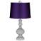 Swanky Gray Apothecary Lamp-Finial and Satin Purple Shade