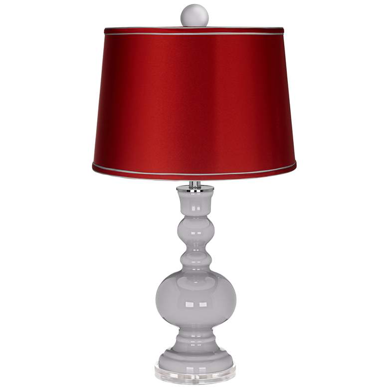 Image 1 Swanky Gray Apothecary Lamp-Finial and Satin Red Shade