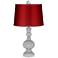 Swanky Gray Apothecary Lamp-Finial and Satin Red Shade