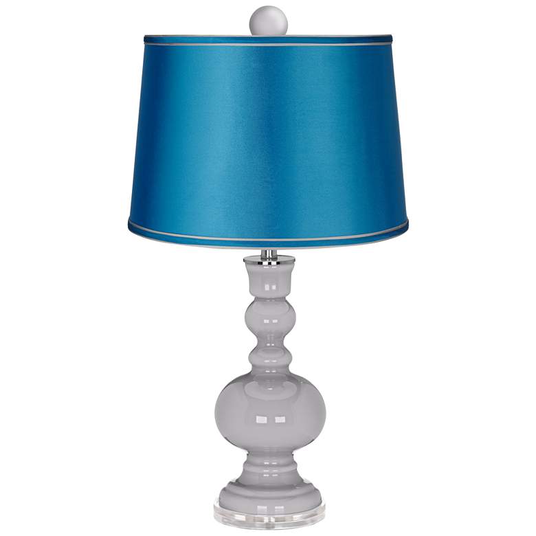 Image 1 Swanky Gray Apothecary Lamp-Finial and Turquoise Shade