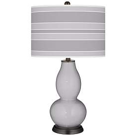 Image1 of Swanky Gray Bold Stripe Double Gourd Table Lamp