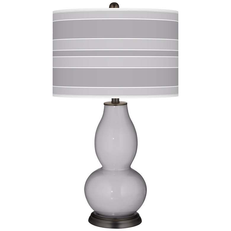 Image 1 Swanky Gray Bold Stripe Double Gourd Table Lamp