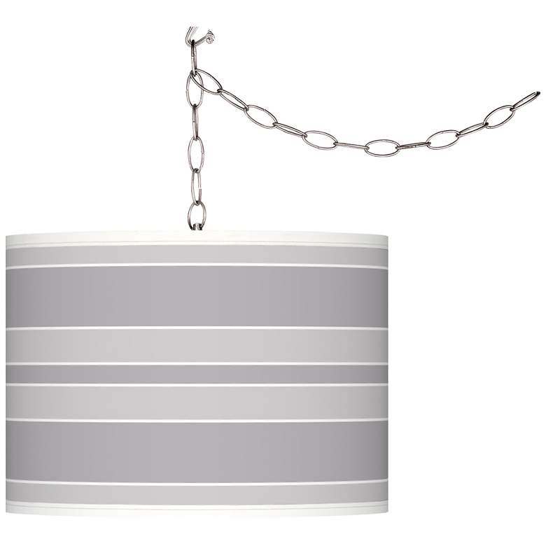 Image 1 Swanky Gray Bold Stripe Giclee Glow Plug-In Swag Pendant