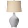 Swanky Gray Burlap Drum Shade Ovo Table Lamp