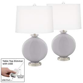 Image1 of Swanky Gray Carrie Table Lamp Set of 2 with Dimmers