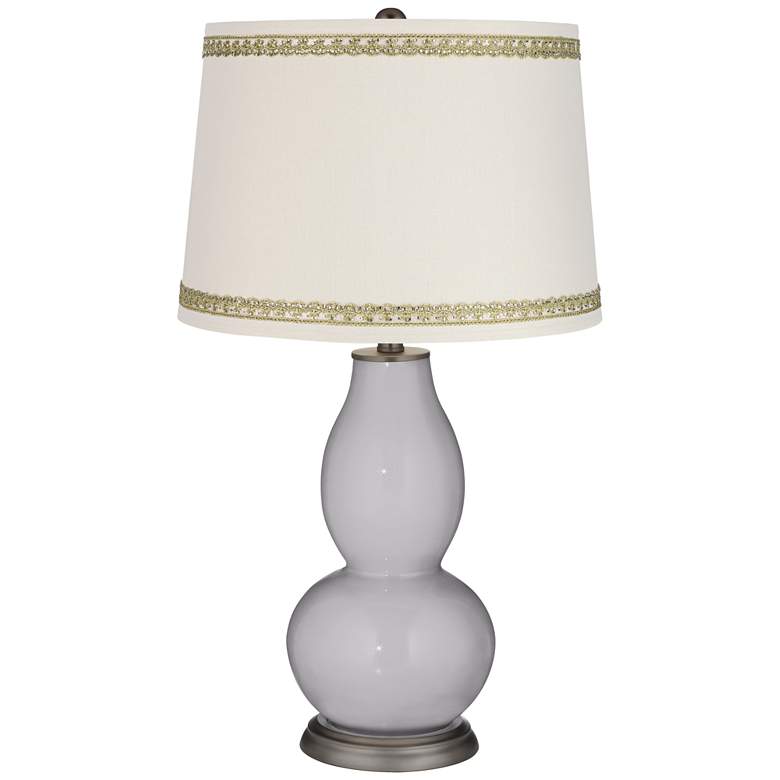 Image 1 Swanky Gray Double Gourd Table Lamp with Rhinestone Lace Trim