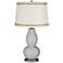 Swanky Gray Double Gourd Table Lamp with Rhinestone Lace Trim