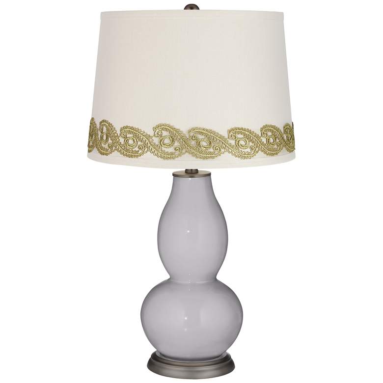Image 1 Swanky Gray Double Gourd Table Lamp with Vine Lace Trim