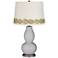 Swanky Gray Double Gourd Table Lamp with Vine Lace Trim