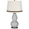 Swanky Gray Double Gourd Table Lamp with Wave Braid Trim