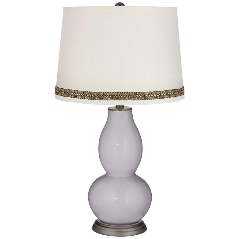 Image 1 Swanky Gray Double Gourd Table Lamp with Wave Braid Trim