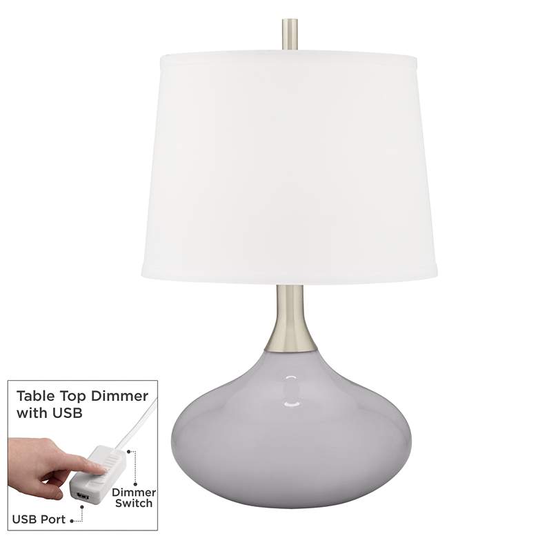 Image 1 Swanky Gray Felix Modern Table Lamp with Table Top Dimmer