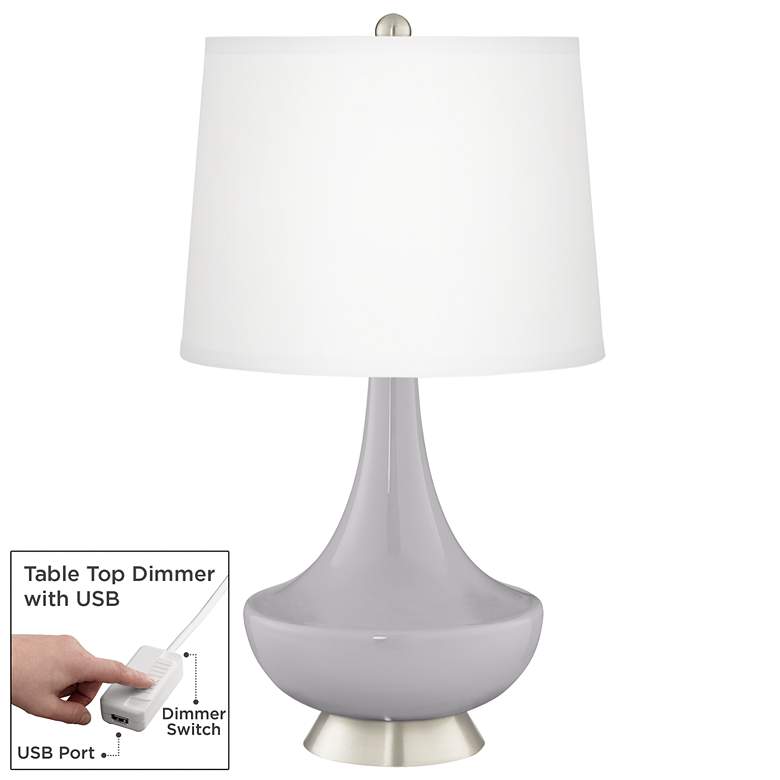 Image 1 Swanky Gray Gillan Glass Table Lamp with Dimmer