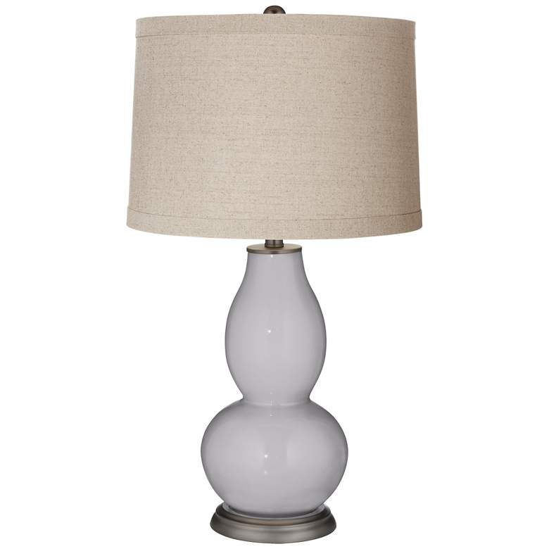 Image 1 Swanky Gray Linen Drum Shade Double Gourd Table Lamp