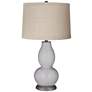 Swanky Gray Linen Drum Shade Double Gourd Table Lamp