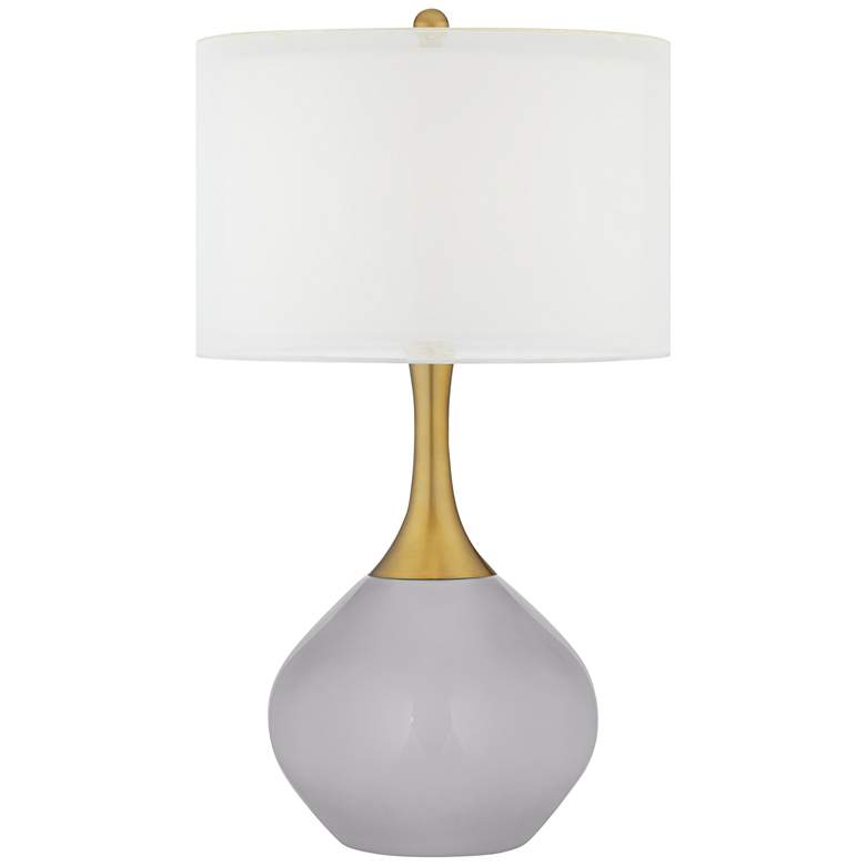 Image 1 Swanky Gray Nickki Brass Modern Table Lamp