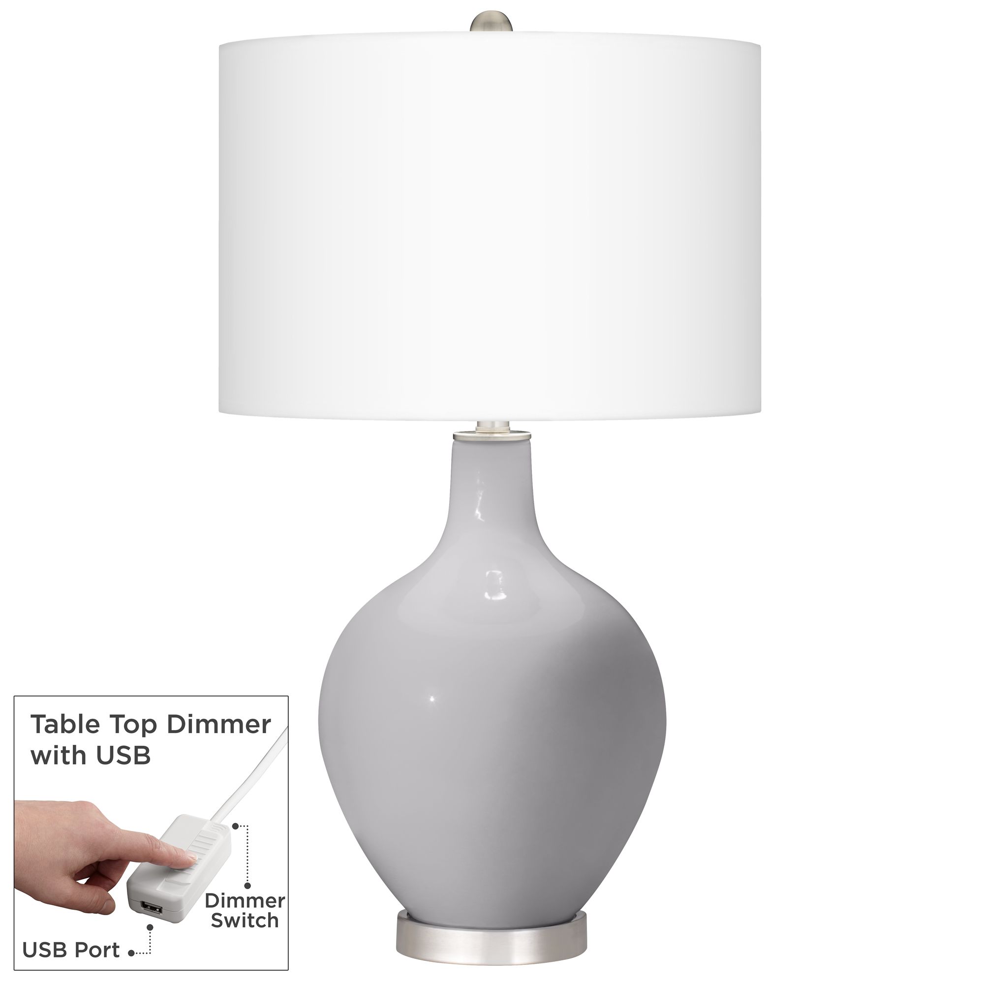 Image Swanky Gray Ovo Table Lamp With Dimmer