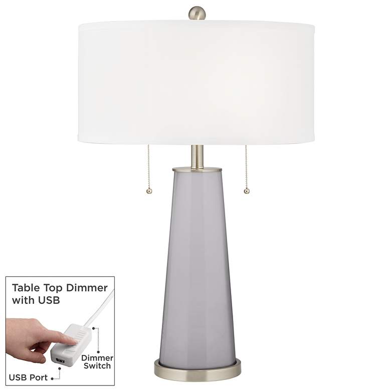 Image 1 Swanky Gray Peggy Glass Table Lamp With Dimmer