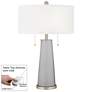 Swanky Gray Peggy Glass Table Lamp With Dimmer