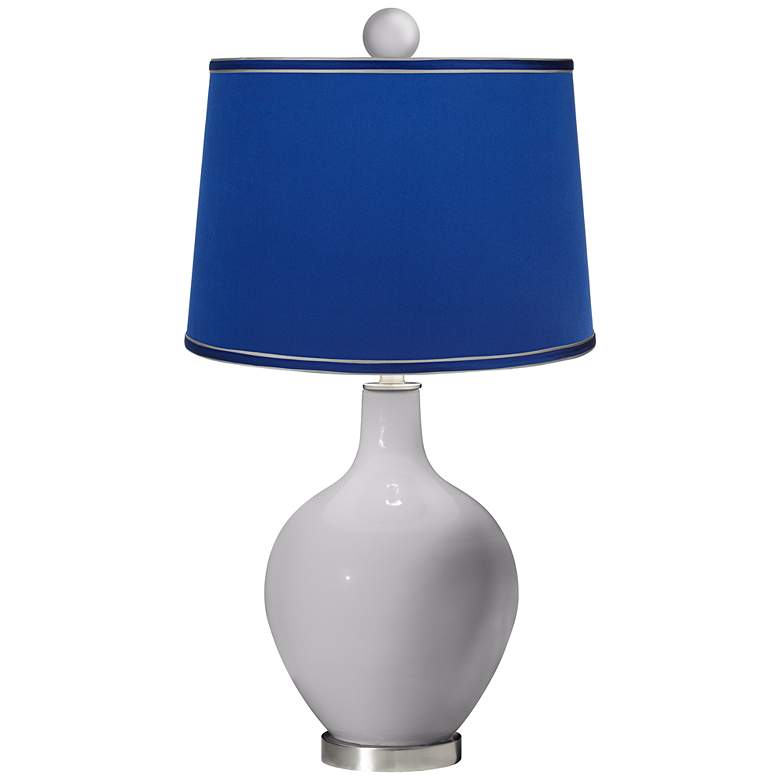 Image 1 Swanky Gray - Satin Dark Blue Ovo Lamp with Color Finial