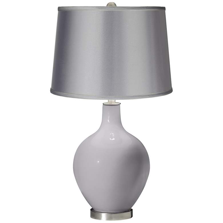 Swanky Gray - Satin Light Gray Shade Ovo Table Lamp