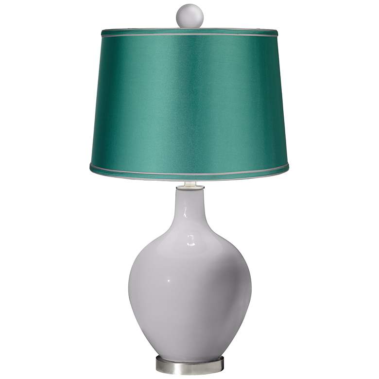 Image 1 Swanky Gray - Satin Sea Green Ovo Lamp with Color Finial