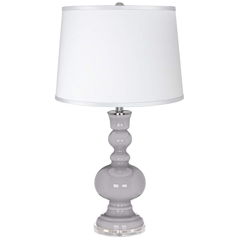 Image 1 Swanky Gray - Satin Silver White Shade Apothecary Table Lamp