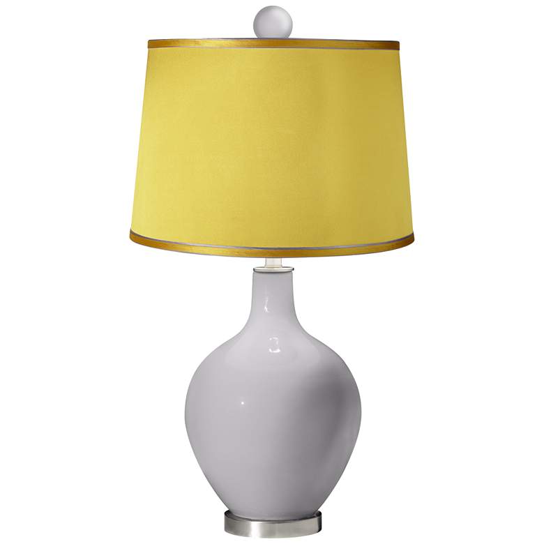 Image 1 Swanky Gray - Satin Yellow Ovo Table Lamp with Color Finial