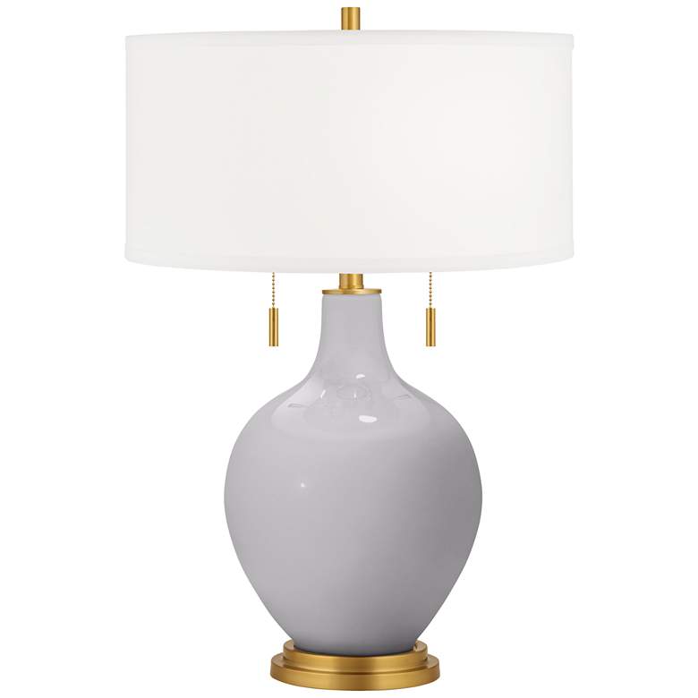 Image 2 Swanky Gray Toby Brass Accents Table Lamp with Dimmer