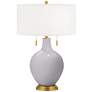 Swanky Gray Toby Brass Accents Table Lamp with Dimmer