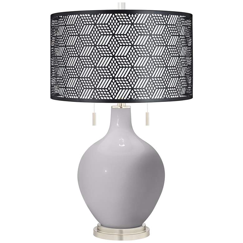 Image 1 Swanky Gray Toby Table Lamp With Black Metal Shade