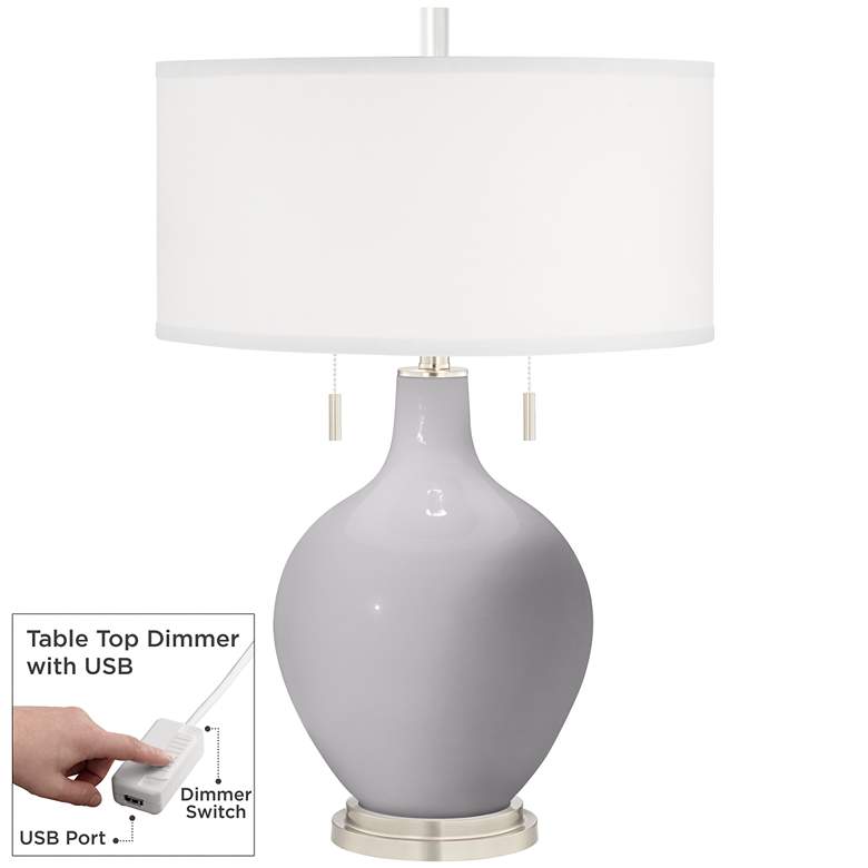 Image 1 Swanky Gray Toby Table Lamp with Dimmer