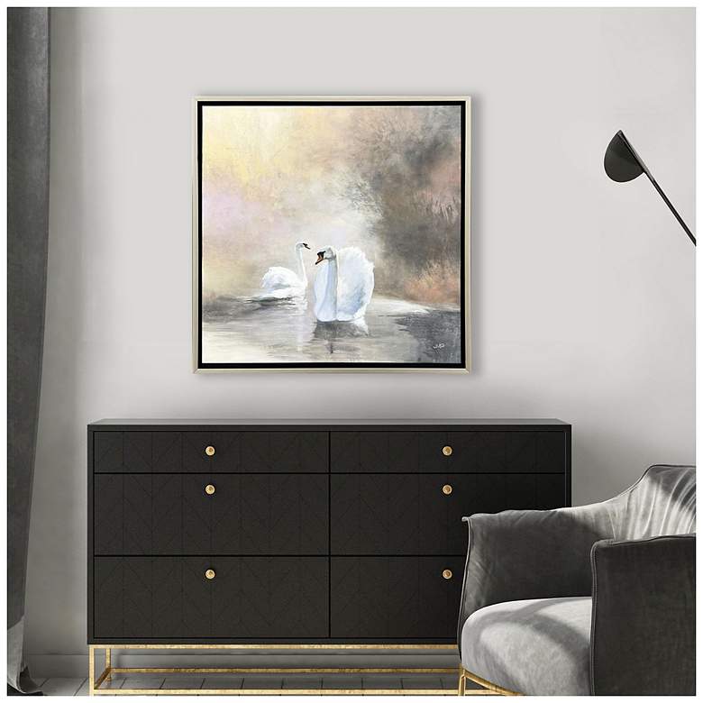 Image 4 Swans in Mist 30"W x 30"H Canvas more views