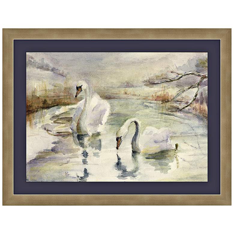Image 1 Swans in Winter 17 3/4 inch High Framed Wall Art