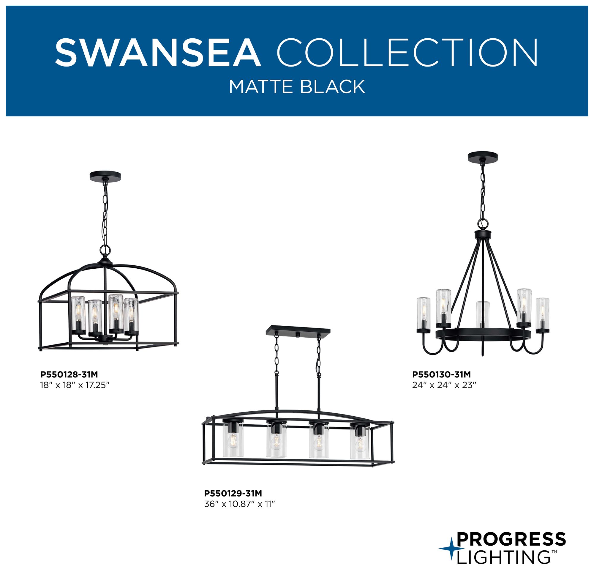 Swansea Collection Four-Light 18" Outdoor Chandelier