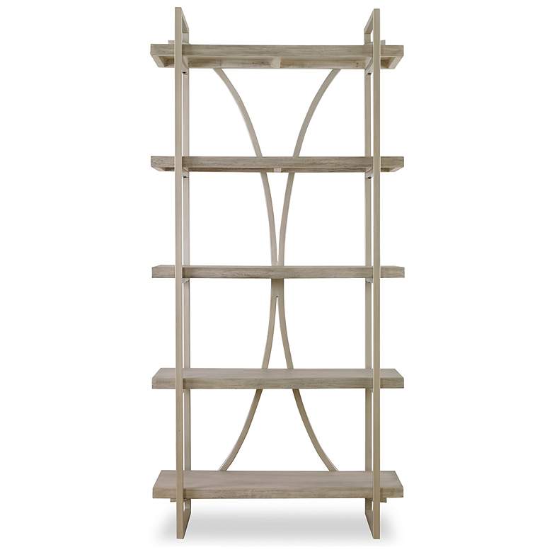 Image 2 Sway 42"W Silver Leaf and Distressed Gray 4-Shelf Etagere