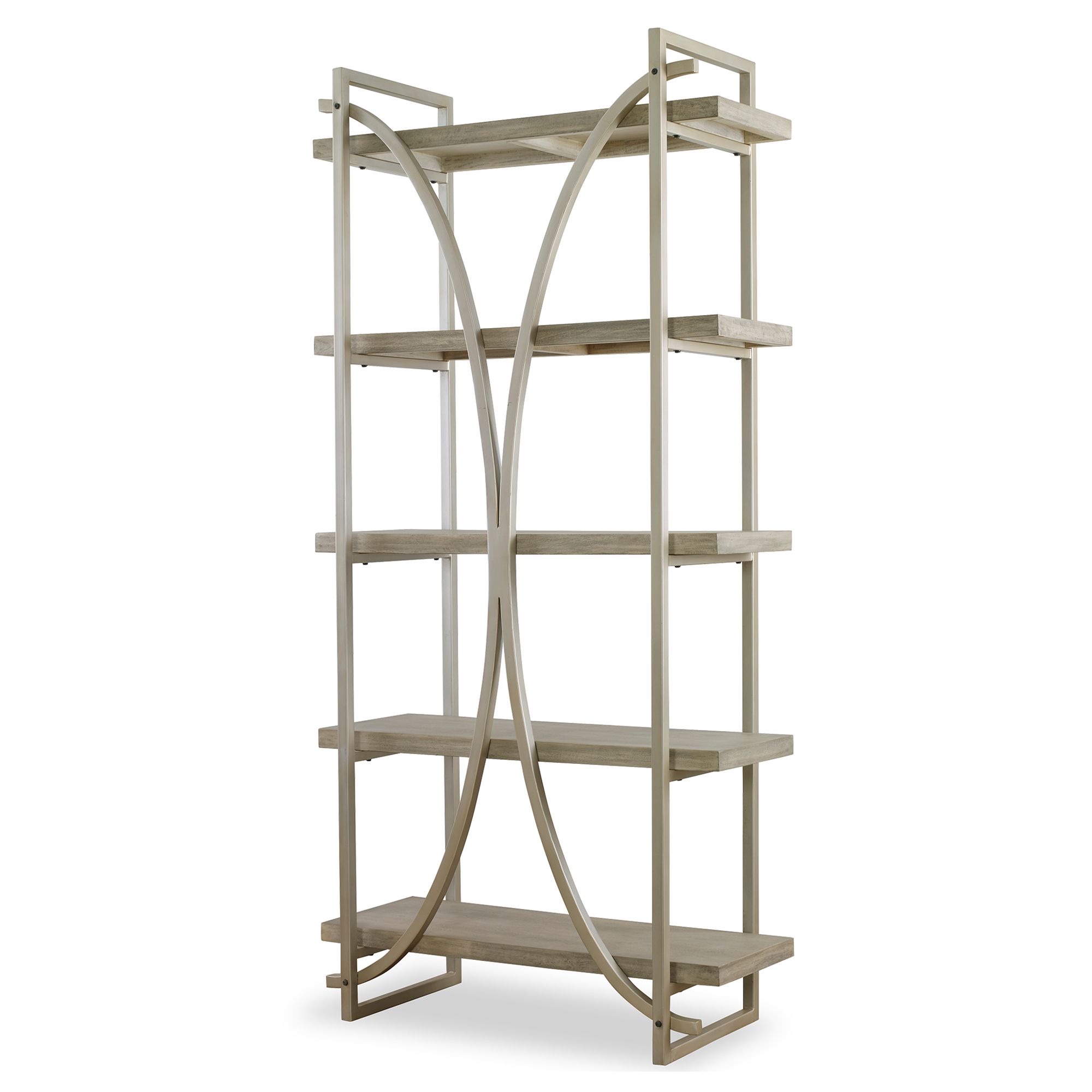 Image 6 Sway 42"W Silver Leaf and Distressed Gray 4-Shelf Etagere more views