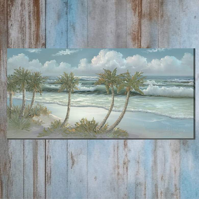 Image 1 Swaying Palms 48" Wide Rectangular Outdoor Canvas Wall Art