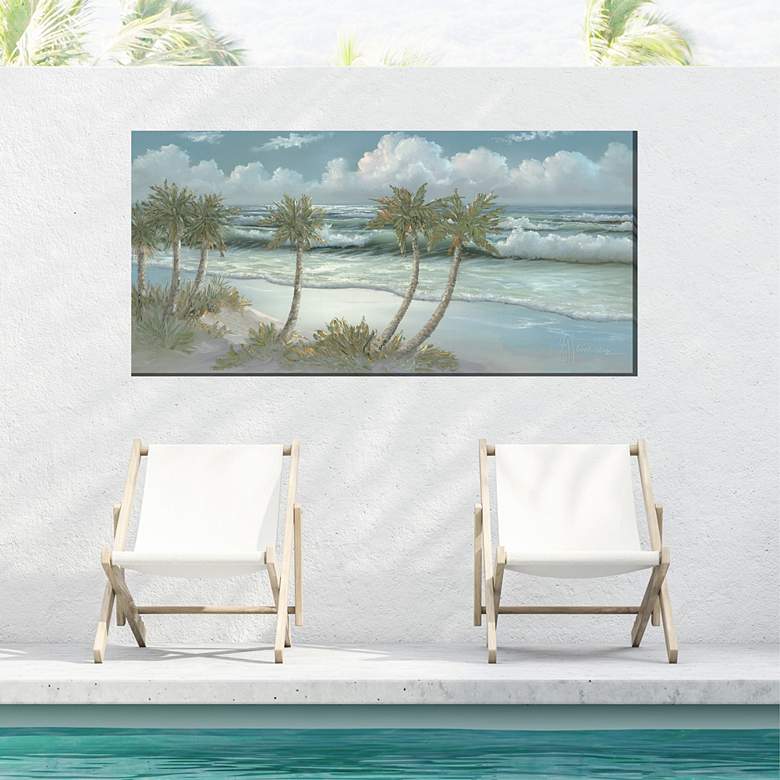 Image 3 Swaying Palms 48" Wide Rectangular Outdoor Canvas Wall Art more views