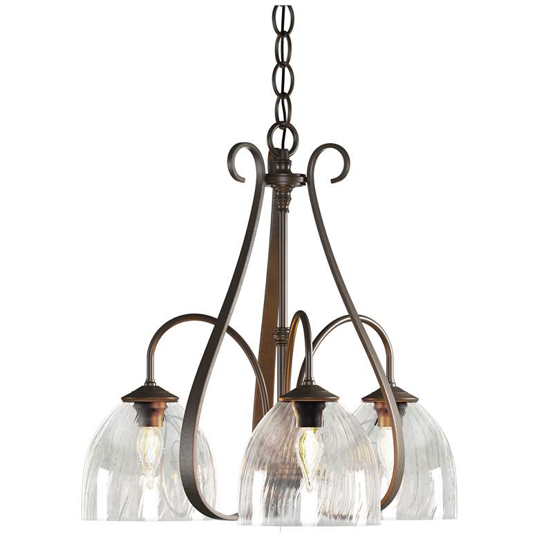 Image 1 Sweeping Taper 18.4 inch Wide 3 Arm 3 Shade Bronze Chandelier With Water G