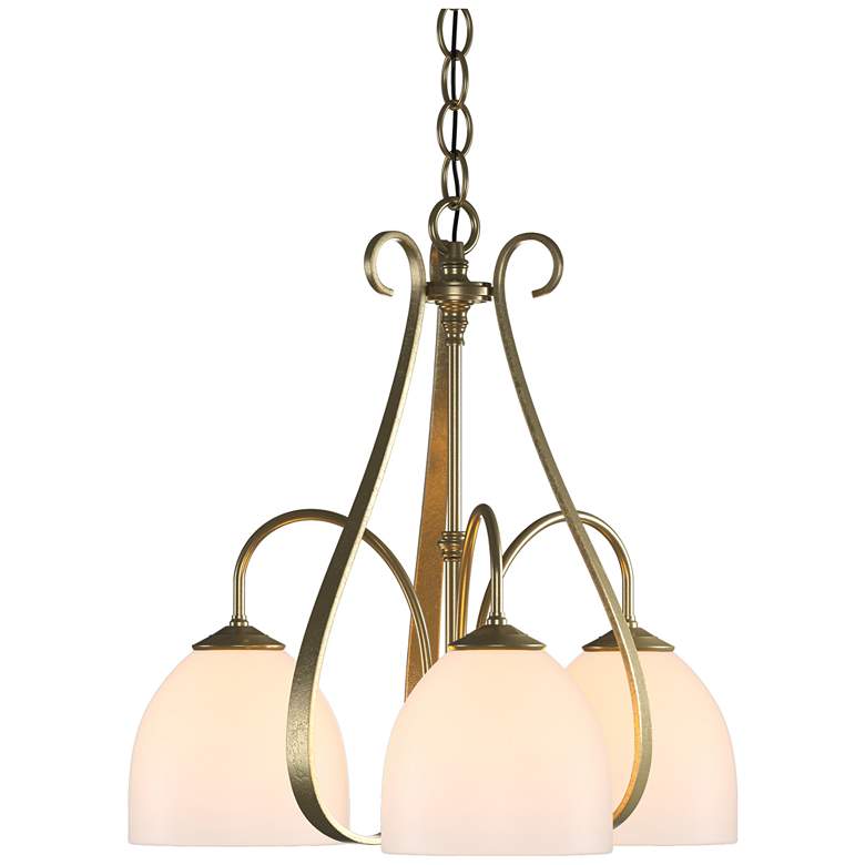 Image 1 Sweeping Taper 18.4" Wide 3 Arm Modern Brass Chandelier With Opal Glas