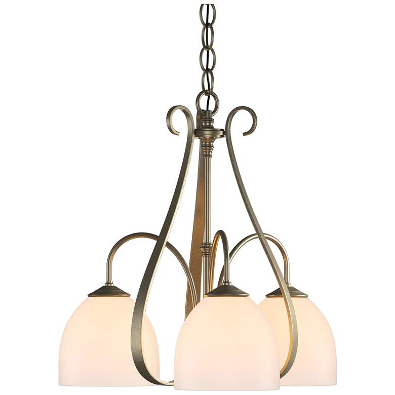 Image 1 Sweeping Taper 18.4" Wide 3 Arm Soft Gold Chandelier With Opal Glass