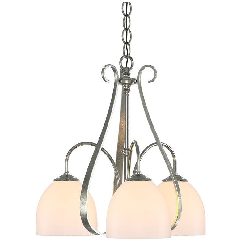 Image 1 Sweeping Taper 18.4" Wide 3 Arm Sterling Chandelier With Opal Glass